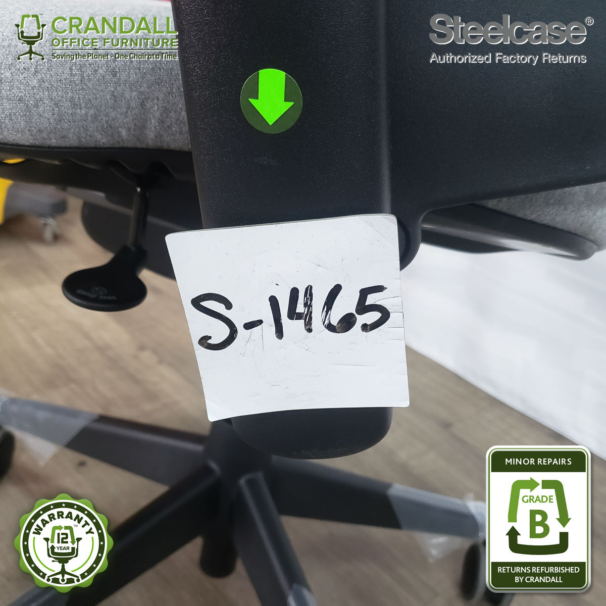 S-1465 - Steelcase V2 Leap  - Grade B