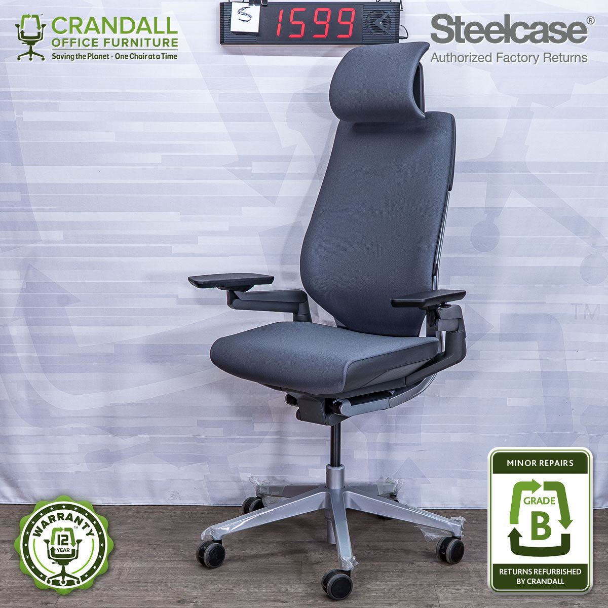S-1599 - Steelcase Gesture with Headrest  - Grade B