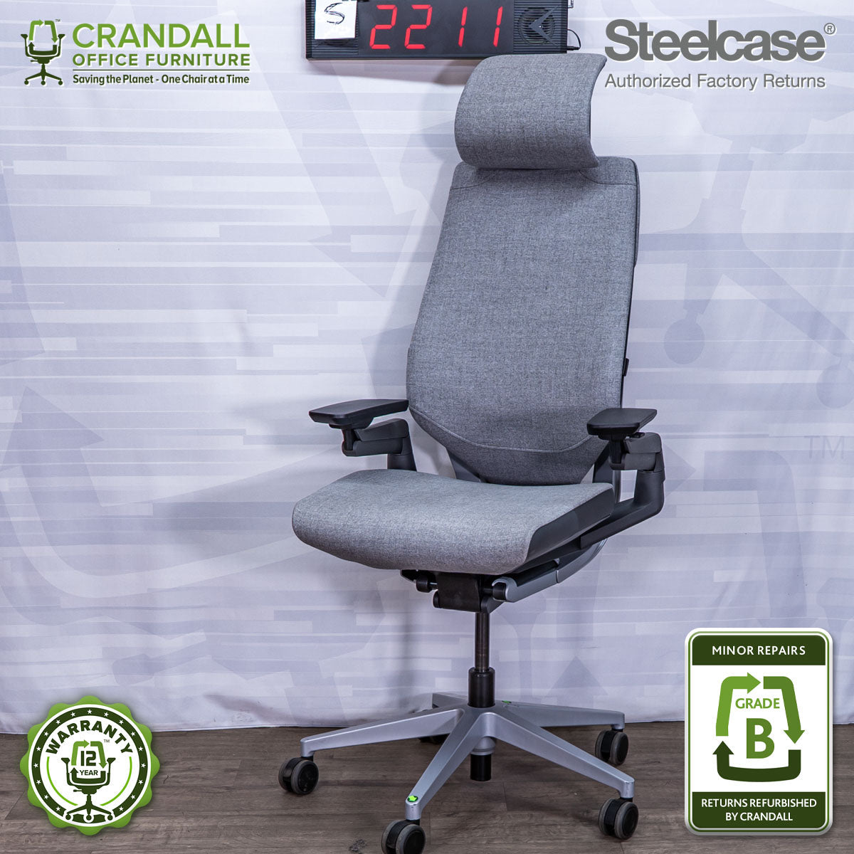 S-2211 - Steelcase Gesture with Headrest - Grade B