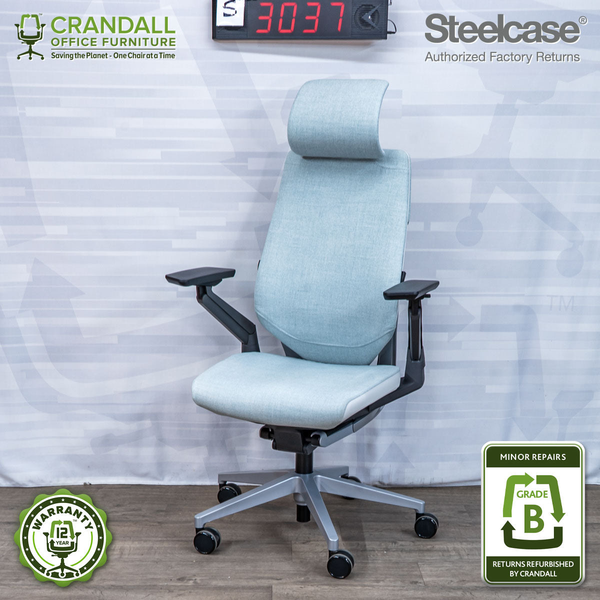 S-3037 - Steelcase Gesture with Headrest - Grade B