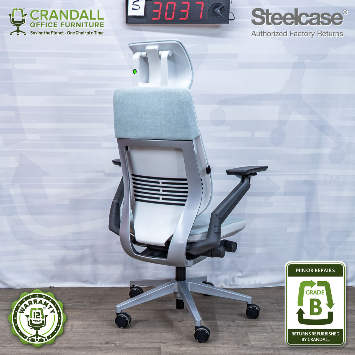 S-3037 - Steelcase Gesture with Headrest - Grade B