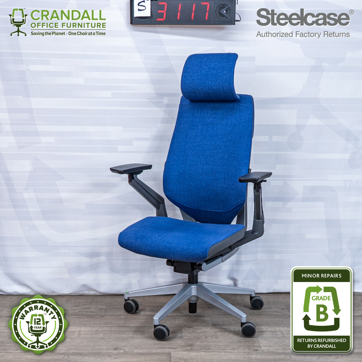 S-3117 - Steelcase Gesture with Headrest - Grade B