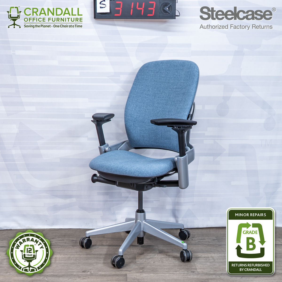 S-3143 - Steelcase V2 Leap - Grade B – Crandall Office Furniture