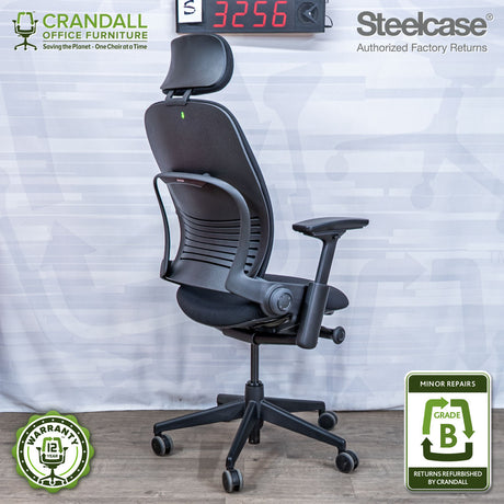 S-3256 - Steelcase V2 Leap with Headrest - Grade B