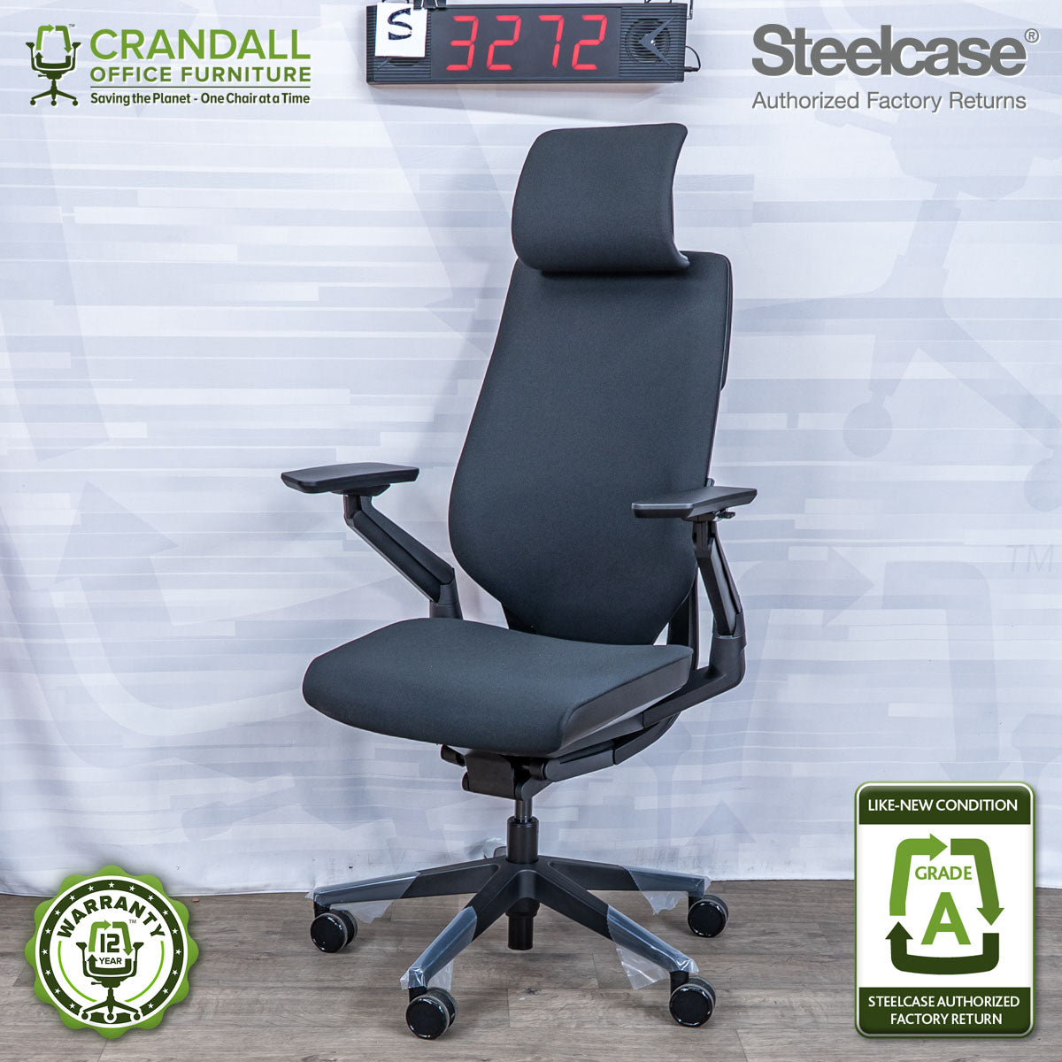 S-3272 - Steelcase Gesture with Headrest - Grade A – Crandall