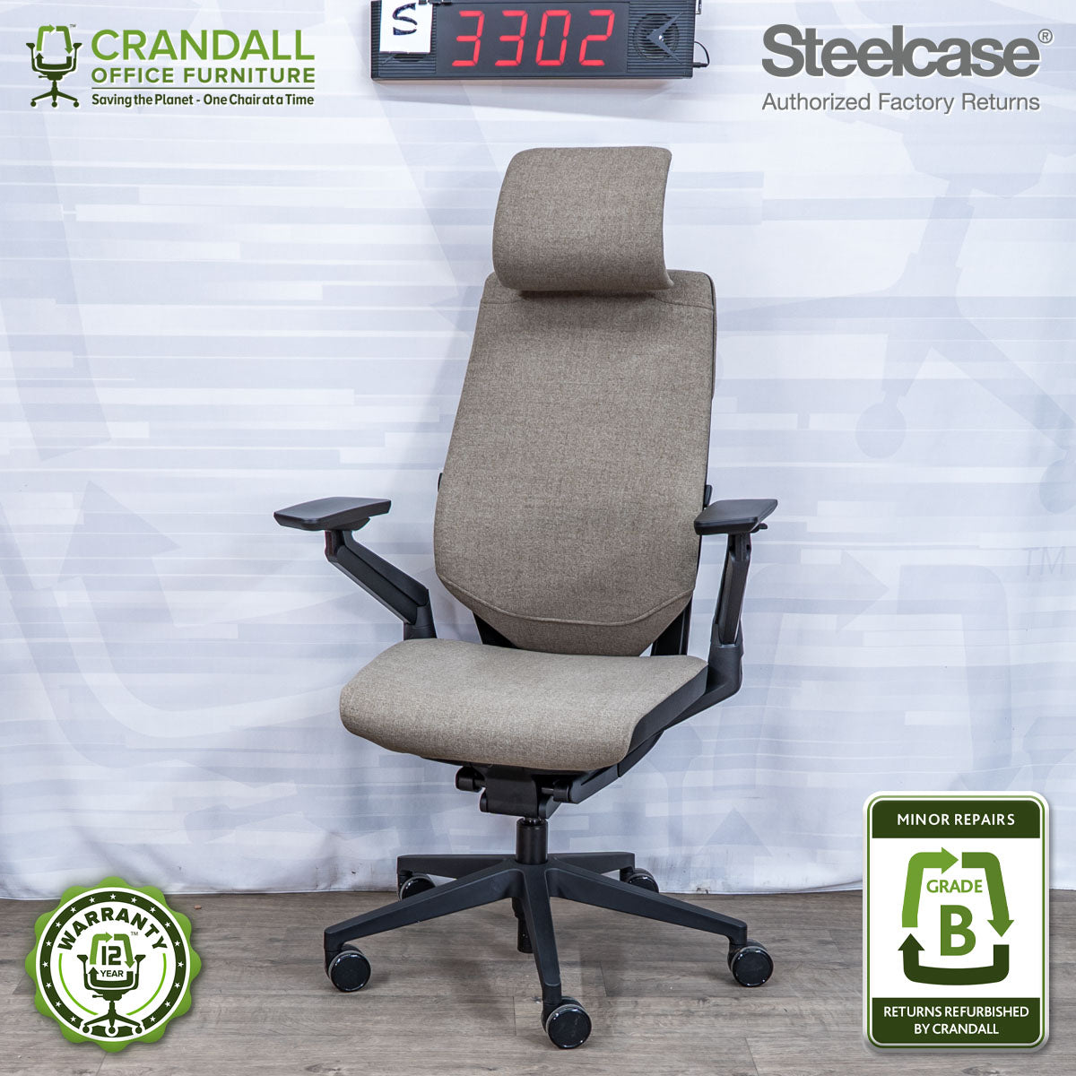 S-3302 - Steelcase Gesture with Headrest - Grade B