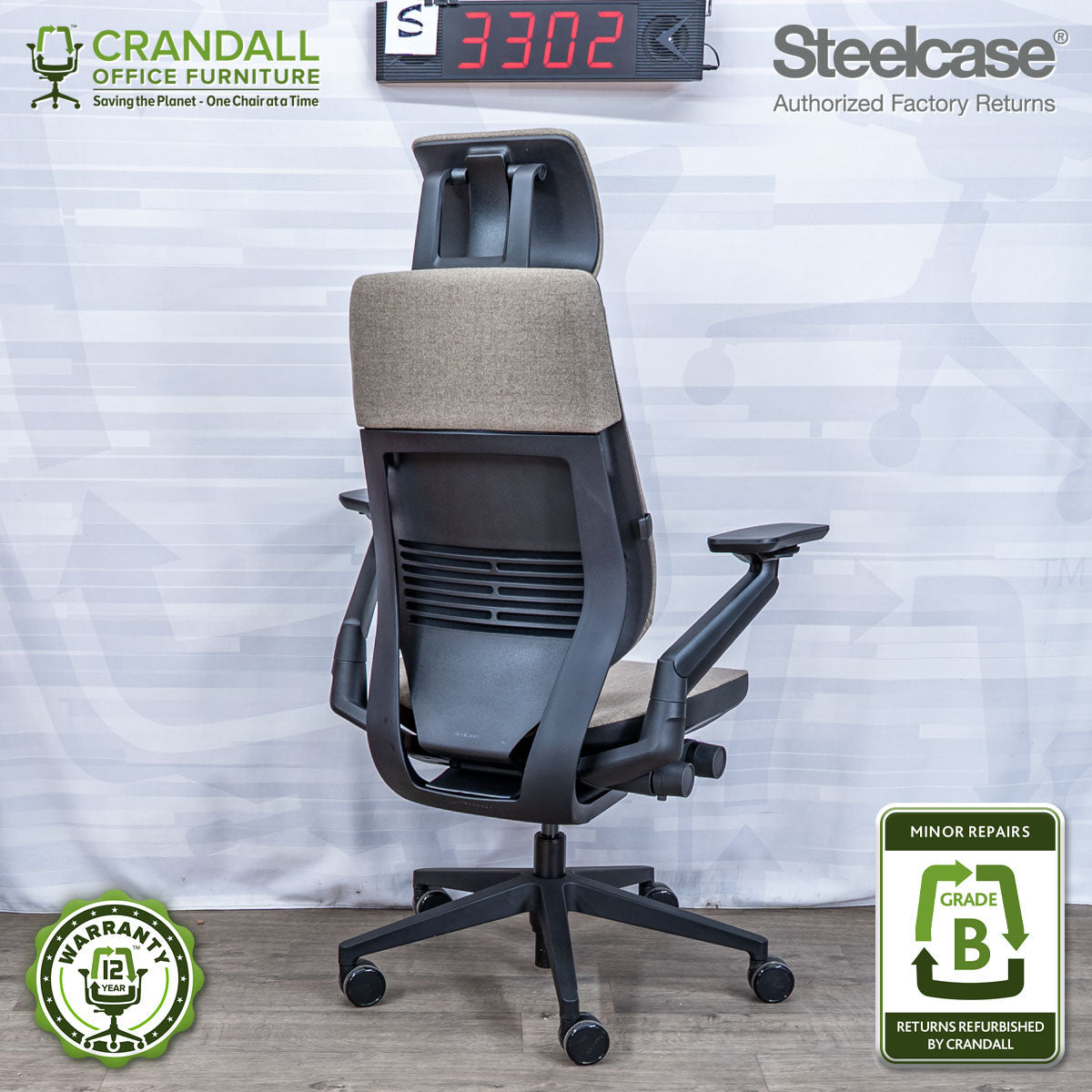 S-3302 - Steelcase Gesture with Headrest - Grade B