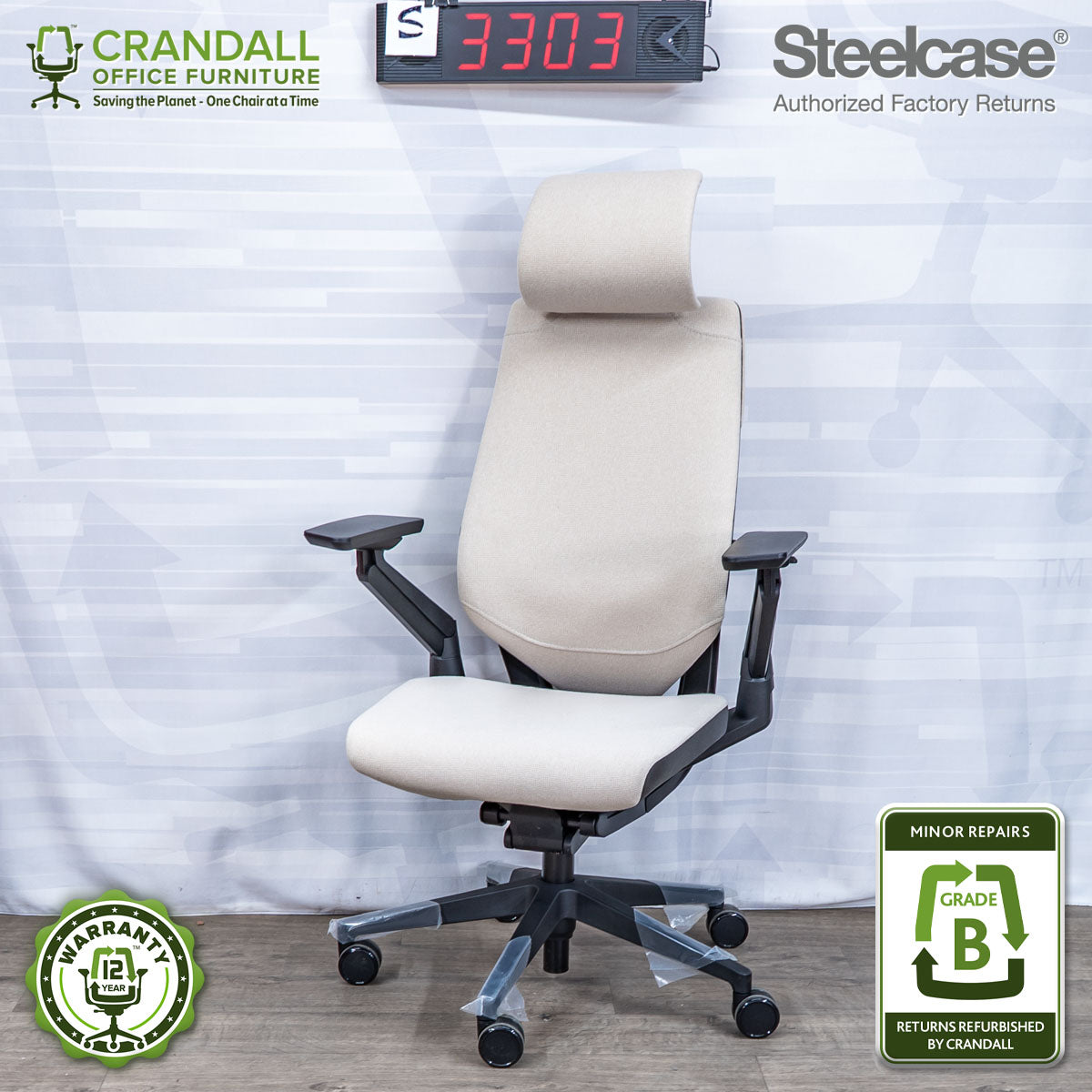 S-3303 - Steelcase Gesture with Headrest - Grade B