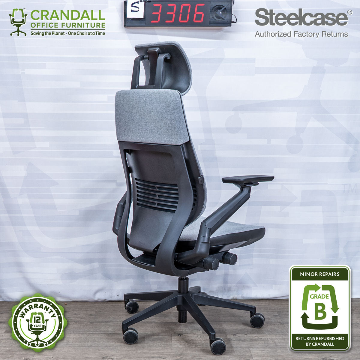 S-3306 - Steelcase Gesture with Headrest - Grade B