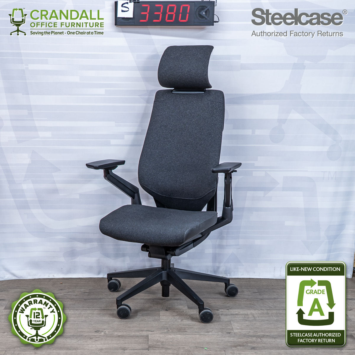 S-3380 - Steelcase Gesture with Headrest - Grade A