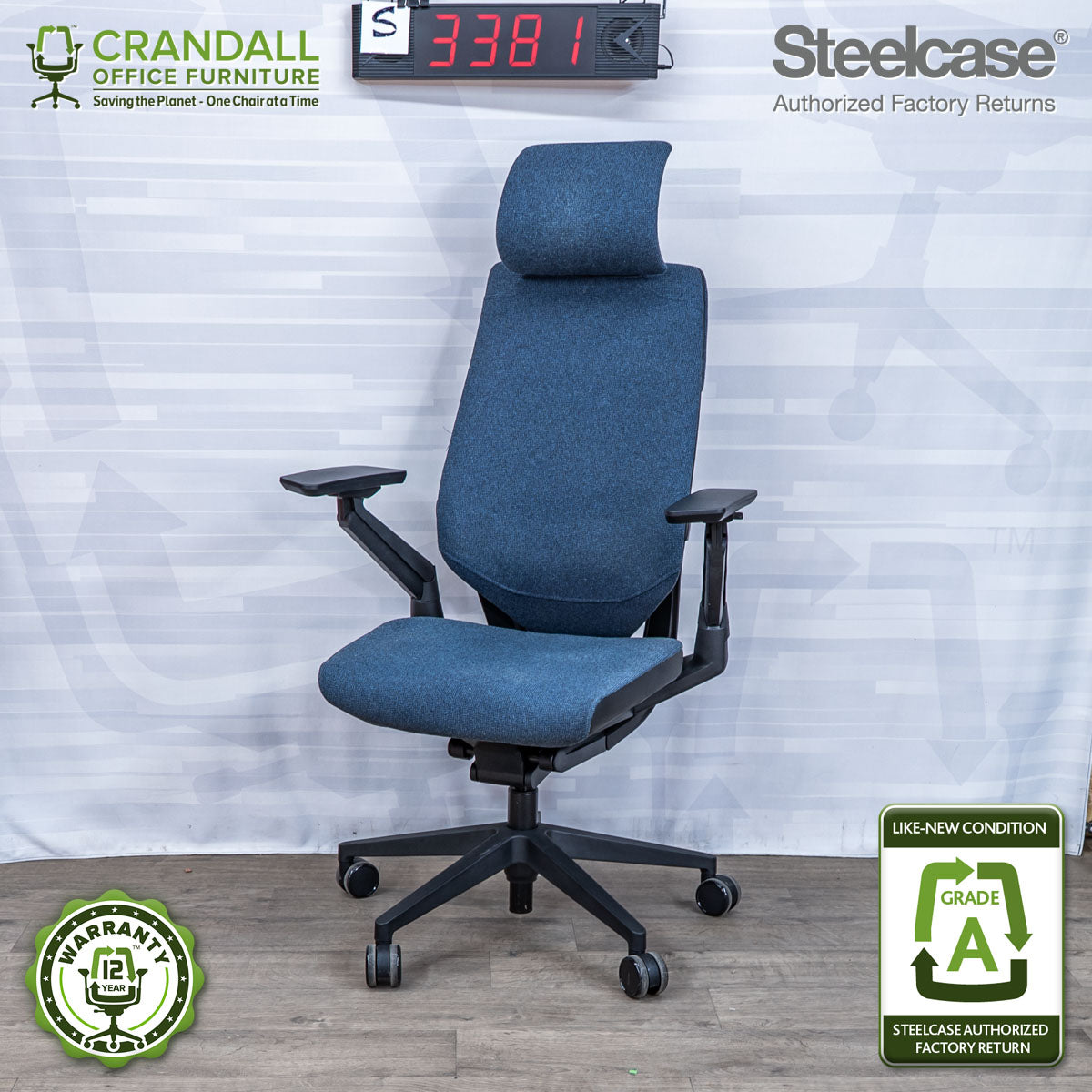 S-3381 - Steelcase Gesture with Headrest - Grade A