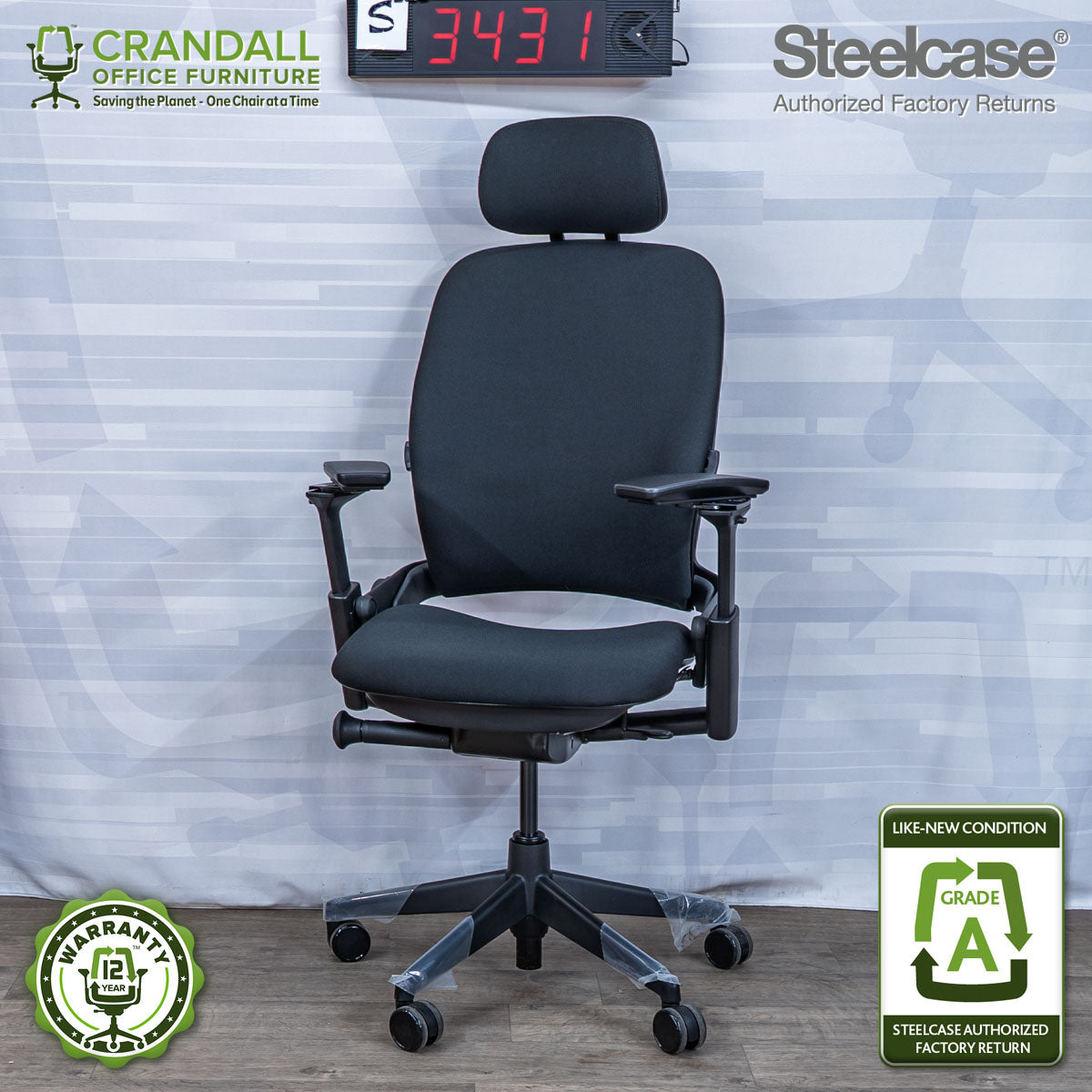 S-3431 - Steelcase V2 Leap with Headrest - Grade A