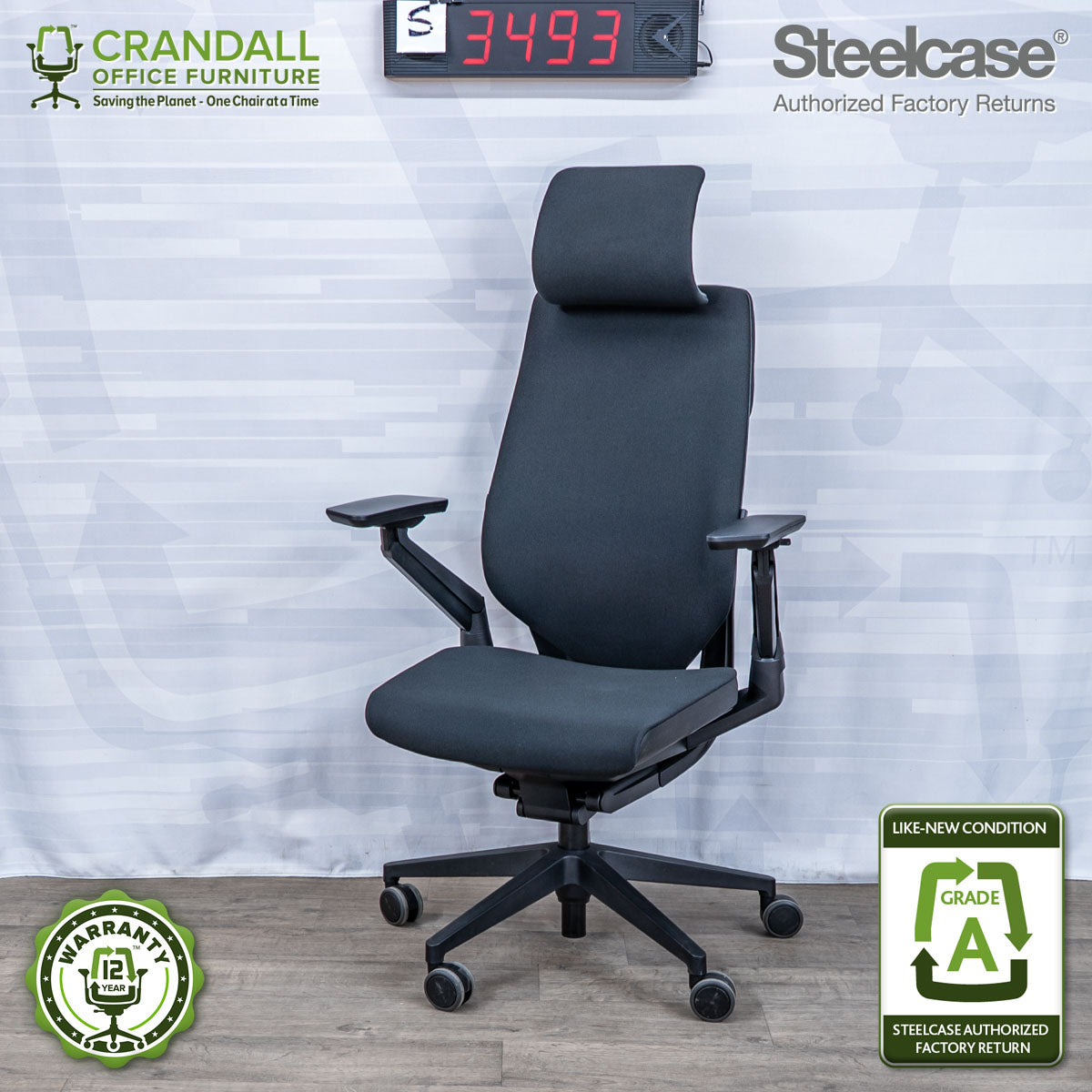 S-3493 - Steelcase Gesture with Headrest - Grade A