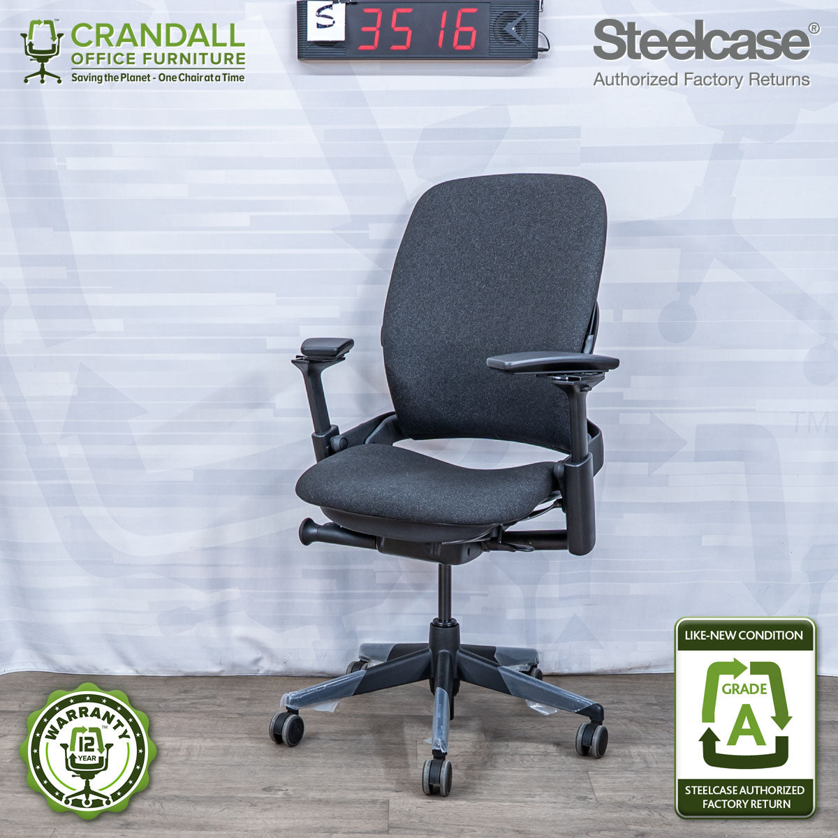 S-3516 - Steelcase V2 Leap - Grade A – Crandall Office Furniture