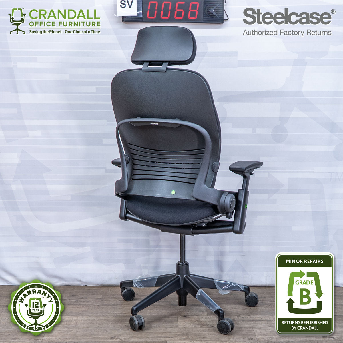 SL-0068 - Steelcase V2 Leap with Headrest  - Grade B
