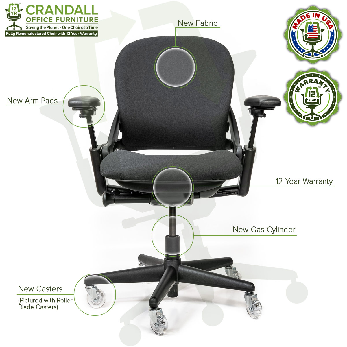Remanufactured Steelcase 462 Leap V1 Office Chair - Black Frame - Crandall  Office Furniture