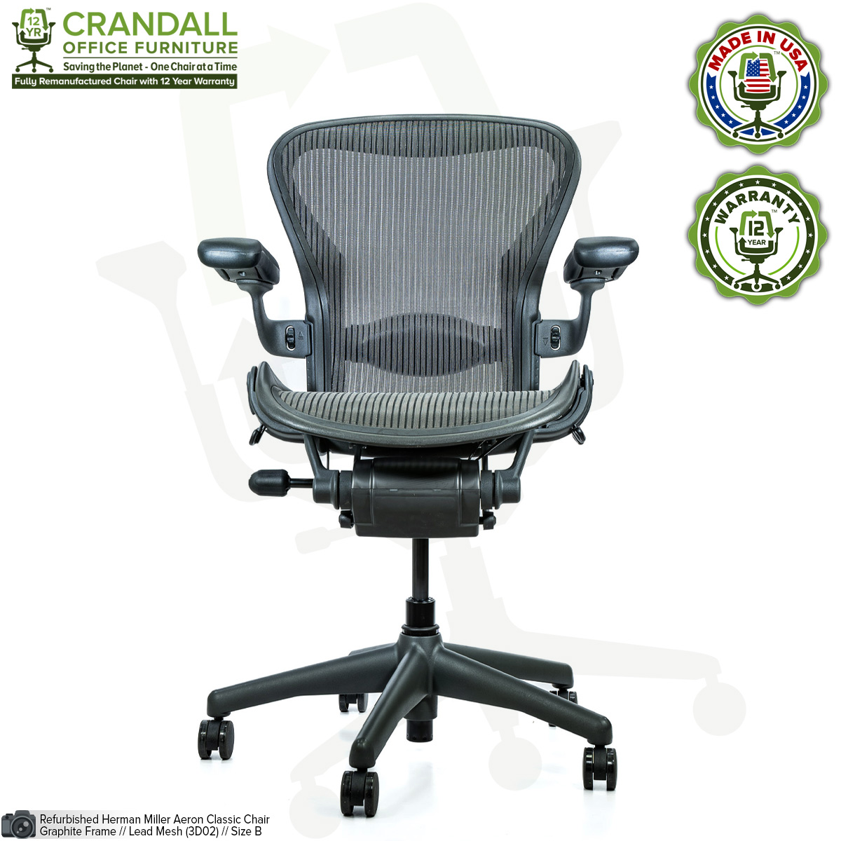 Herman Miller Aeron Ergonomic Chair - Size C, Mineral
