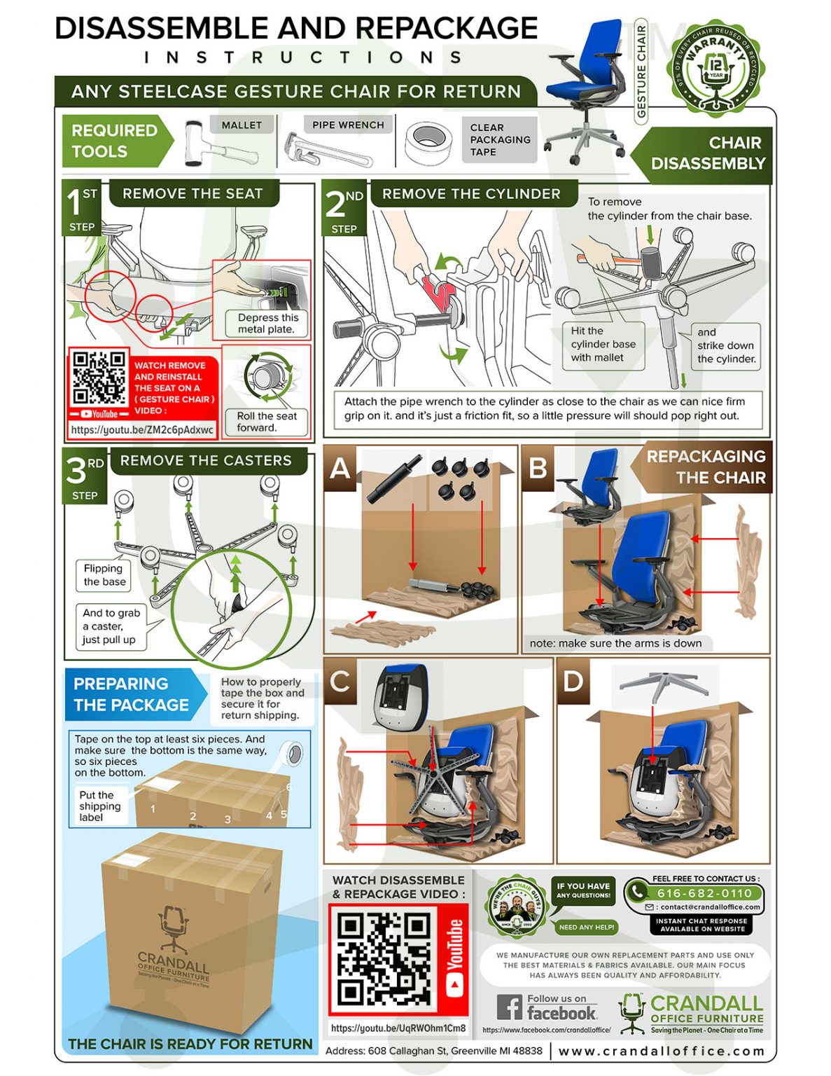 How to Disassemble and Repackage a Steelcase Gesture Chair for Return